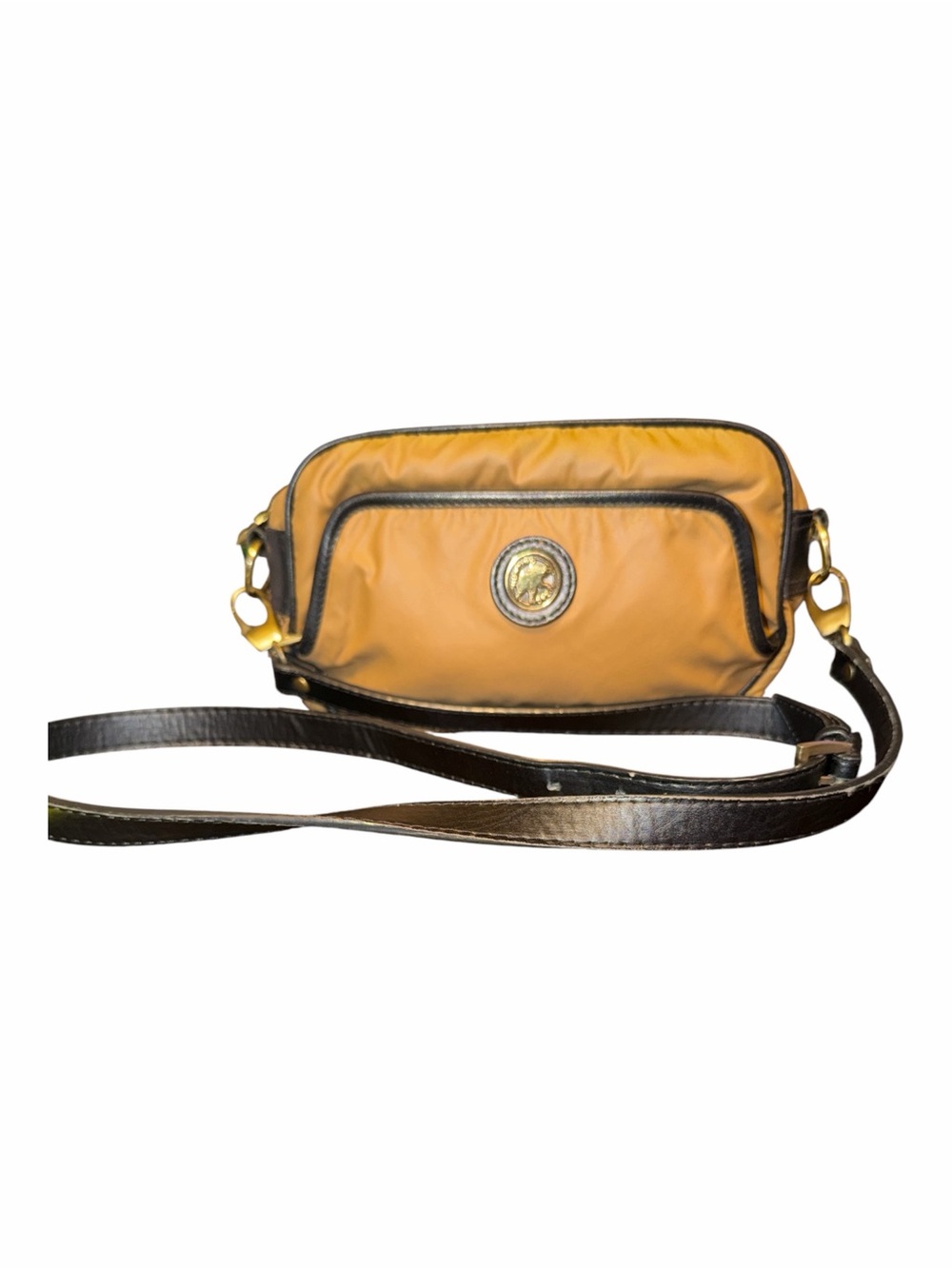 Vintage Hunting World Tan Nylon Leather Trim Crossbody Camera Bag